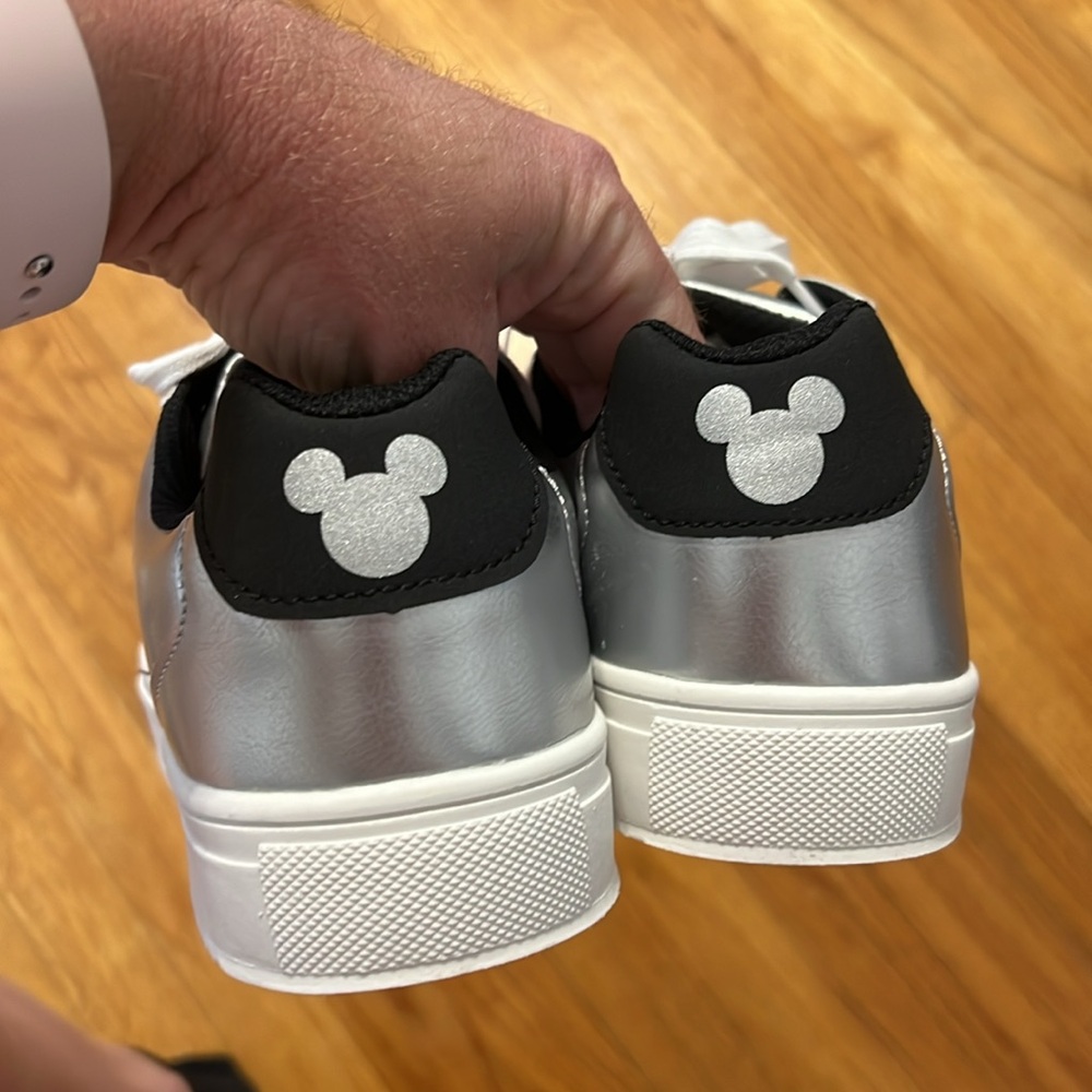 NWT Disney Mickey Mouse Silver & Black Sneakers- 7 - Picture 3 of 8